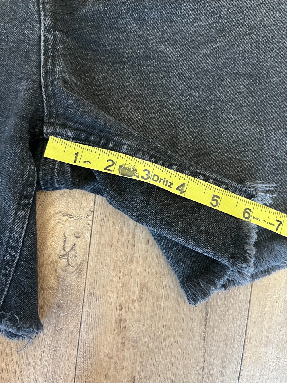 Free Assembly High Rise Raw Hem Cuffed Black Denim Shorts 3” / 6” Inseam” - Picture 7 of 10
